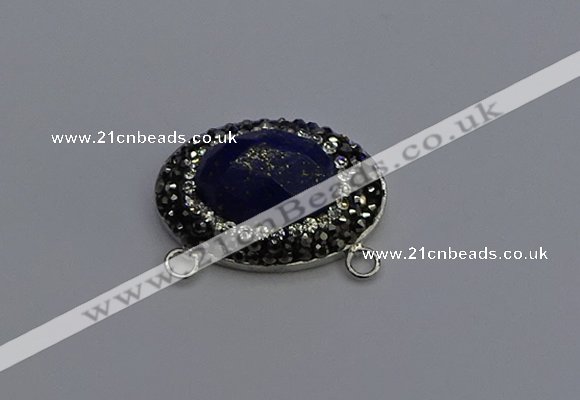 NGC5659 18*25mm faceted oval lapis lazuli gemstone connectors