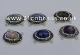 NGC5661 18*25mm faceted oval mixed gemstone connectors