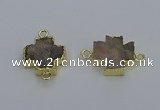 NGC5663 20*20mm - 22*22mm cross druzy agate connectors wholesale