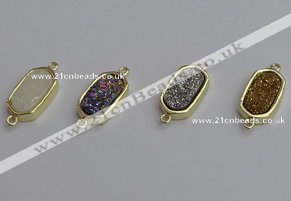 NGC5712 10*16mm freeform plated druzy quartz connectors