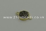 NGC5778 12mm coin plated druzy agate connectors wholesale