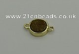 NGC5779 12mm coin plated druzy agate connectors wholesale