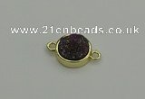 NGC5782 12mm coin plated druzy agate connectors wholesale