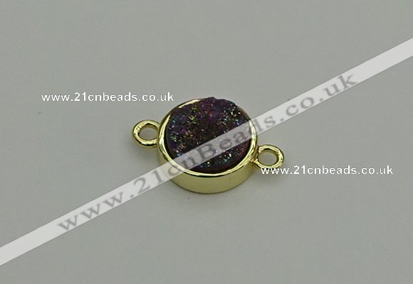 NGC5782 12mm coin plated druzy agate connectors wholesale