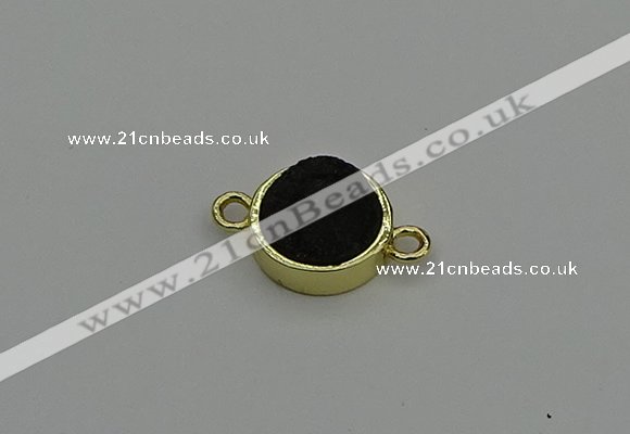 NGC5784 12mm coin plated druzy agate connectors wholesale