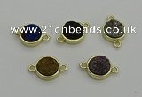 NGC5786 12mm coin plated druzy agate connectors wholesale