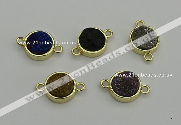 NGC5786 12mm coin plated druzy agate connectors wholesale