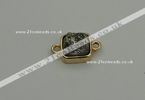 NGC5788 10*10mm square plated druzy agate connectors wholesale