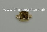 NGC5789 10*10mm square plated druzy agate connectors wholesale