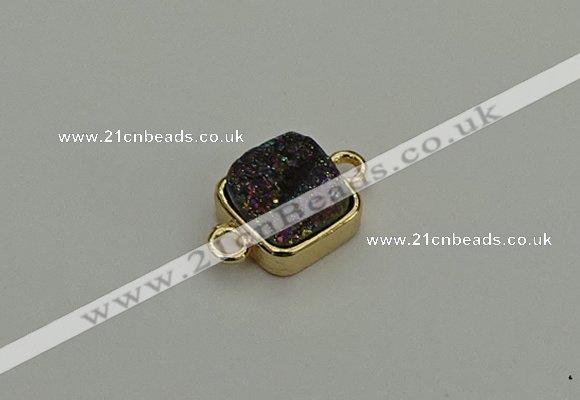 NGC5792 10*10mm square plated druzy agate connectors wholesale