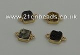 NGC5796 10*10mm square plated druzy agate connectors wholesale