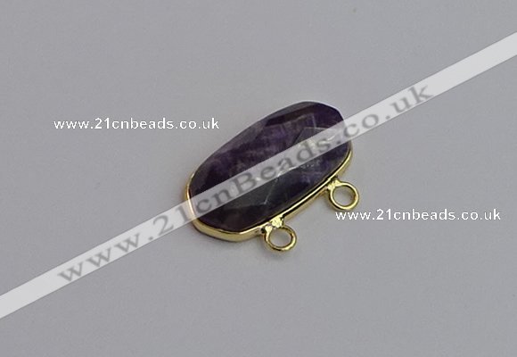 NGC5814 13*25mm faceted oval amethyst connectors wholesale