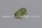 NGC5816 13*25mm faceted oval green rutilated quartz connectors