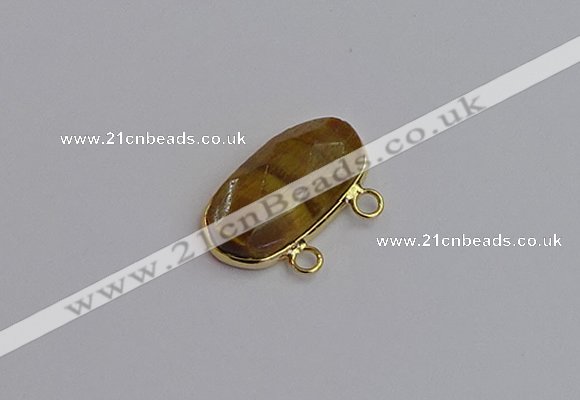 NGC5822 13*25mm faceted oval yellow tiger eye connectors wholesale