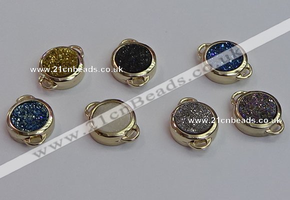 NGC5832 15mm coin plated druzy agate connectors wholesale