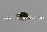 NGC5846 11*13mm oval plated druzy agate connectors wholesale