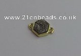 NGC5850 12*12mm hexagon plated druzy agate connectors wholesale