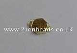 NGC5851 12*12mm hexagon plated druzy agate connectors wholesale