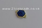 NGC5854 12*12mm hexagon plated druzy agate connectors wholesale