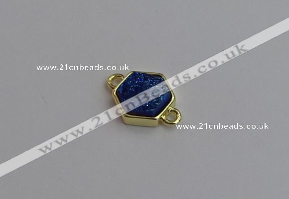 NGC5854 12*12mm hexagon plated druzy agate connectors wholesale