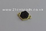 NGC5857 12*12mm hexagon plated druzy agate connectors wholesale