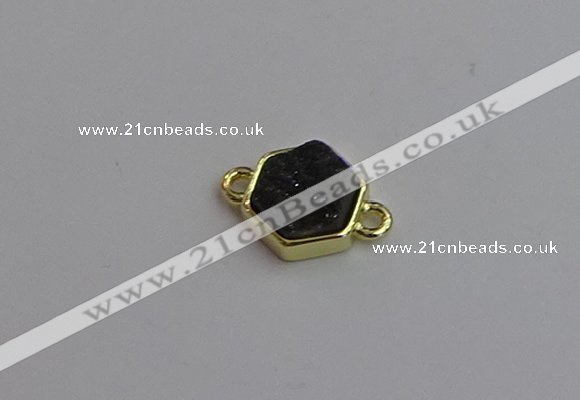 NGC5857 12*12mm hexagon plated druzy agate connectors wholesale