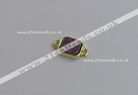 NGC5863 10*12mm rectangle plated druzy agate connectors wholesale