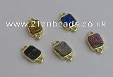 NGC5868 10*12mm rectangle plated druzy agate connectors wholesale