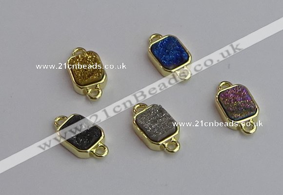 NGC5868 10*12mm rectangle plated druzy agate connectors wholesale