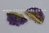 NGC5874 35*55mm - 40*60mm freeform druzy amethyst connectors