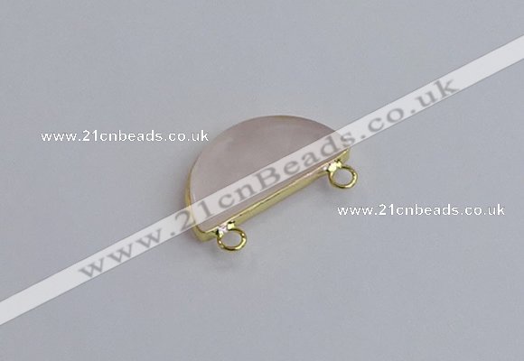 NGC5901 13*26mm moon rose quartz connectors wholesale