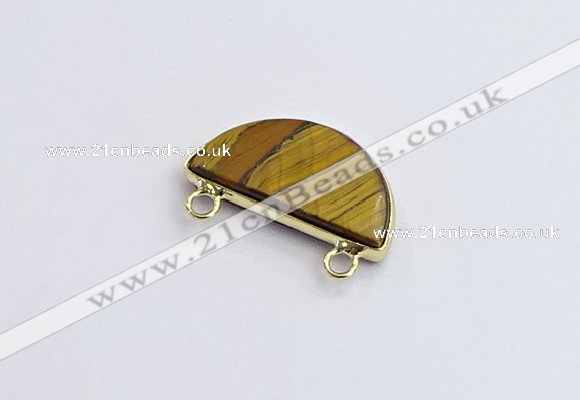 NGC5915 13*26mm moon yellow tiger eye connectors wholesale