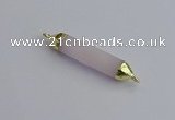 NGC5942 8*40mm tube rose quartz connectors wholesale