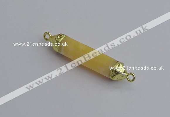 NGC5947 8*40mm tube yellow lace calcite connectors wholesale