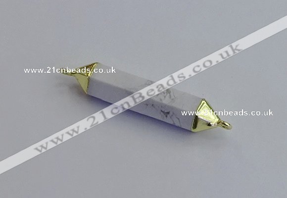 NGC5951 8*40mm tube white howlite connectors wholesale