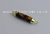 NGC5953 8*40mm tube yellow tiger eye connectors wholesale