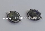 NGC5960 18*22mm faceted oval labradorite connectors wholesale