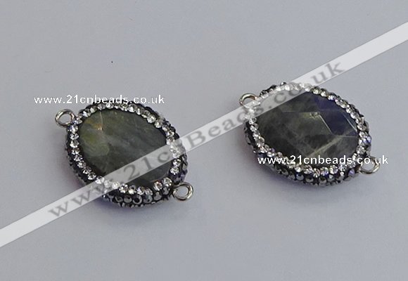 NGC5960 18*22mm faceted oval labradorite connectors wholesale