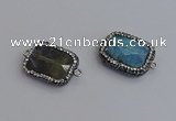 NGC5961 18*22mm faceted rectangle labradorite connectors wholesale