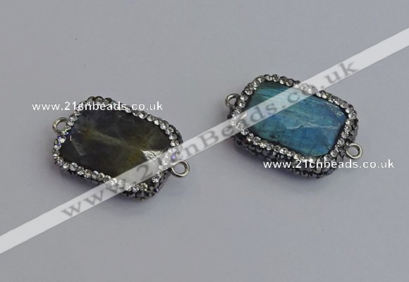 NGC5961 18*22mm faceted rectangle labradorite connectors wholesale