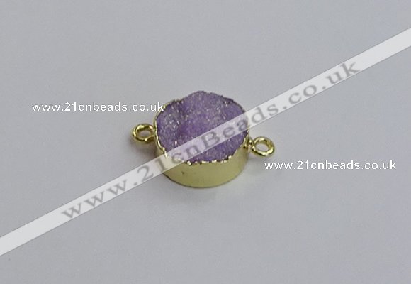 NGC5965 15mm coin plated druzy agate connectors wholesale