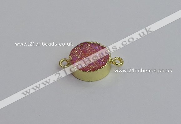 NGC5966 15mm coin plated druzy agate connectors wholesale