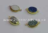 NGC5975 15*20mm oval plated druzy agate connectors wholesale