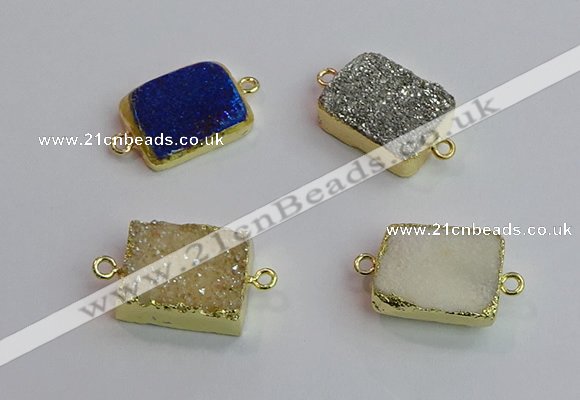 NGC5979 15*20mm rectangle plated druzy agate connectors wholesale