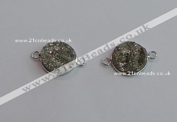 NGC5981 15mm coin plated druzy agate connectors wholesale