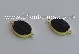 NGC5983 15*20mm oval black tourmaline connectors wholesale