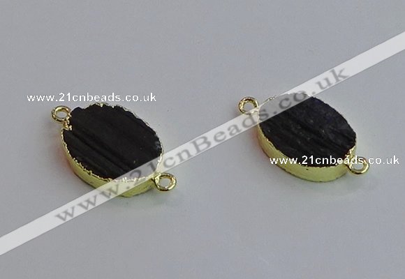 NGC5983 15*20mm oval black tourmaline connectors wholesale