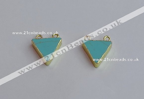 NGC5985 15*16mm triangle white howlite turquoise connectors