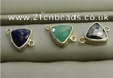 NGC5996 11*11mm triangle mixed gemstone connectors wholesale