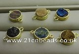 NGC6000 12mm coin plated druzy agate connectors wholesale